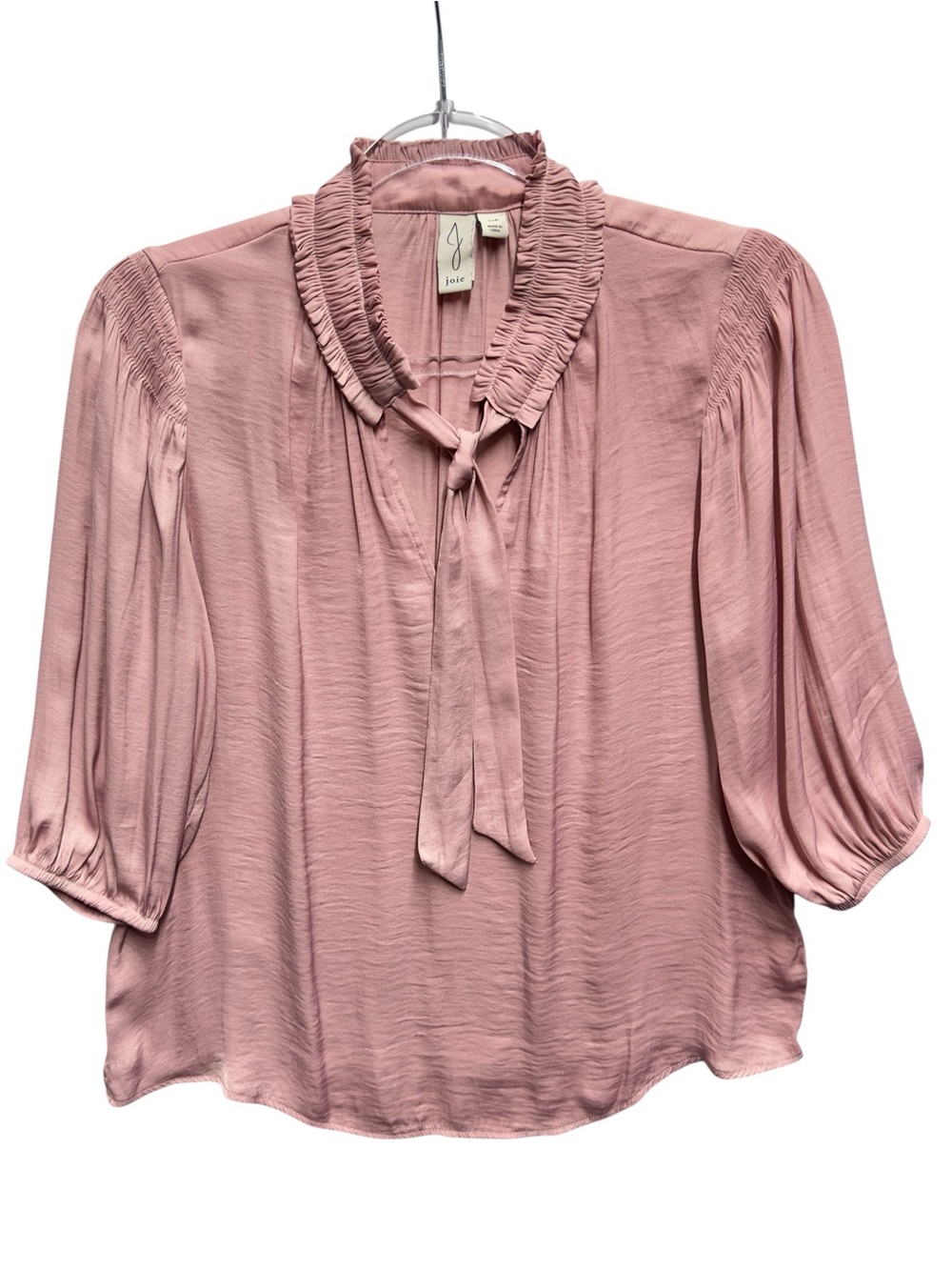 Tuxedo Satin Matte Crepe Knit Pleated Blouse Top